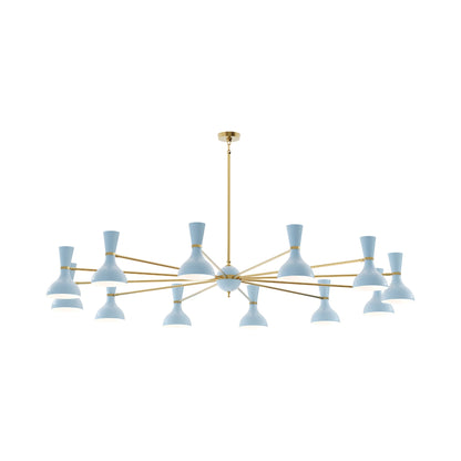 Clare Chandelier in Modern Brass/Baby Blue (12-Light).