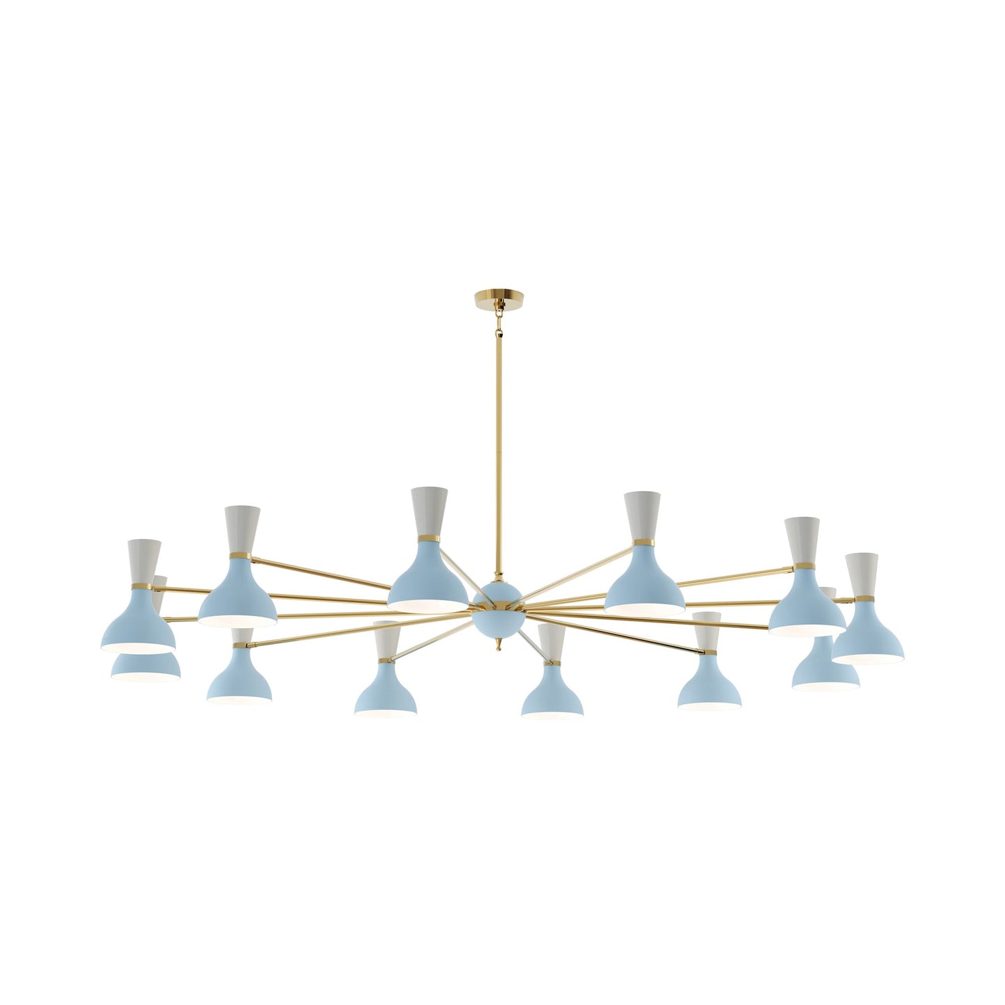 Clare Chandelier in Modern Brass/Baby Blue and Lily (12-Light).
