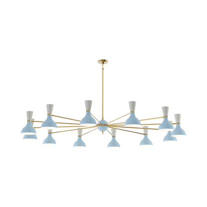 Clare Chandelier in Modern Brass/Baby Blue and Lily (12-Light).
