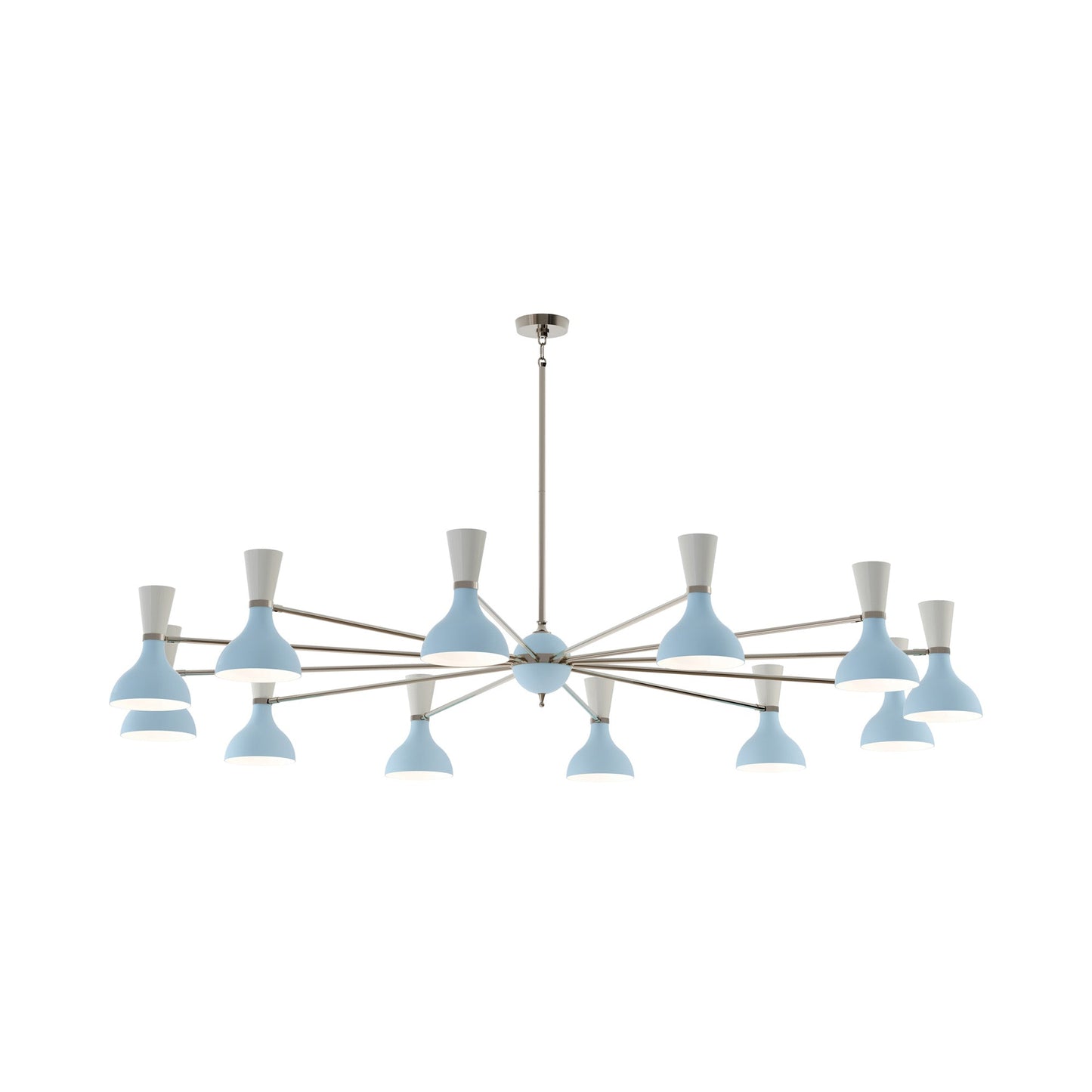 Clare Chandelier in Polished Nickel/Baby Blue and Lily (12-Light).
