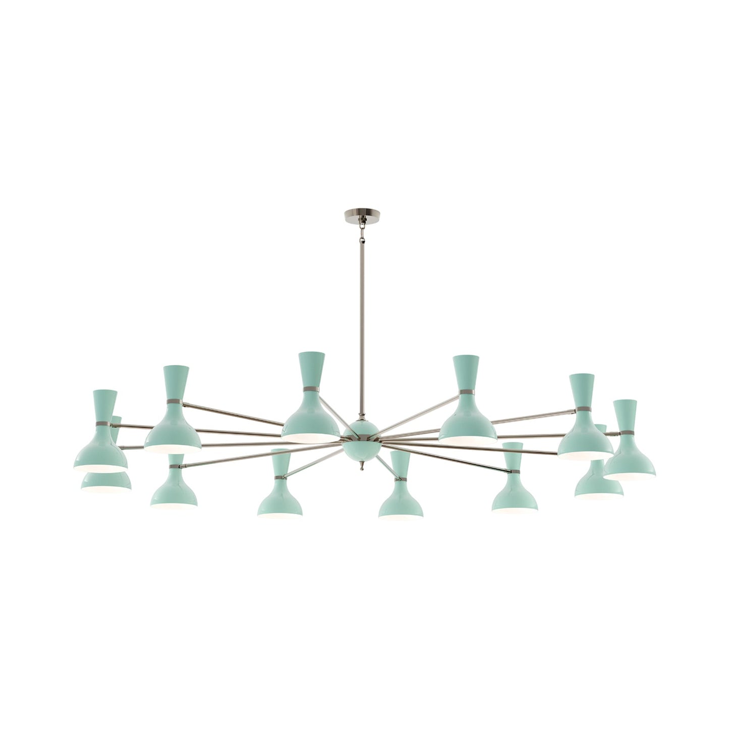 Clare Chandelier in Polished Nickel/Mint (12-Light).