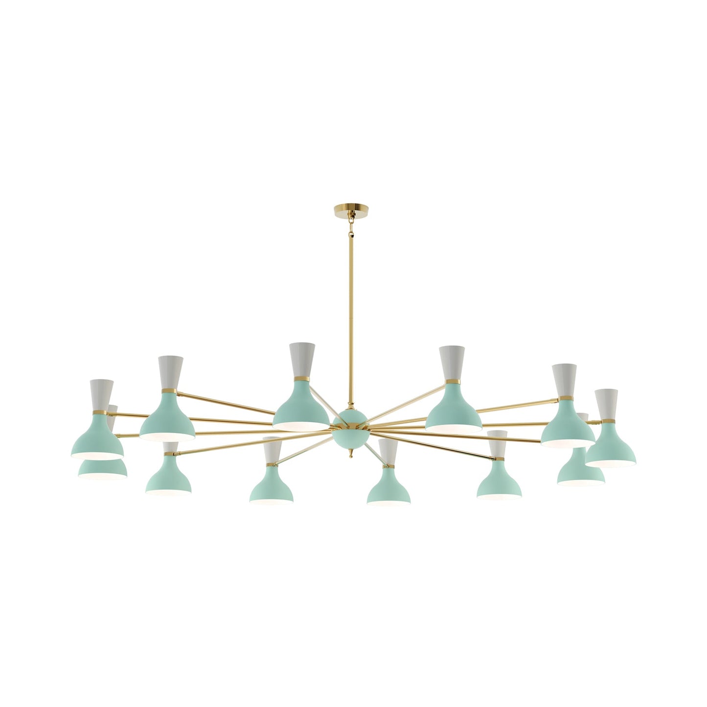 Clare Chandelier in Modern Brass/Mint and Lily (12-Light).