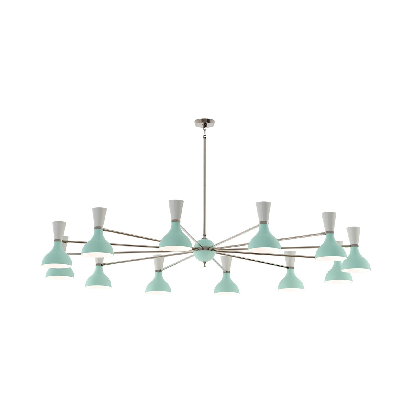 Clare Chandelier in Polished Nickel/Mint and Lily (12-Light).