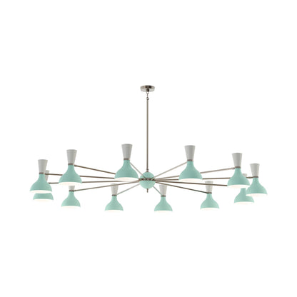 Clare Chandelier in Polished Nickel/Mint and Lily (12-Light).