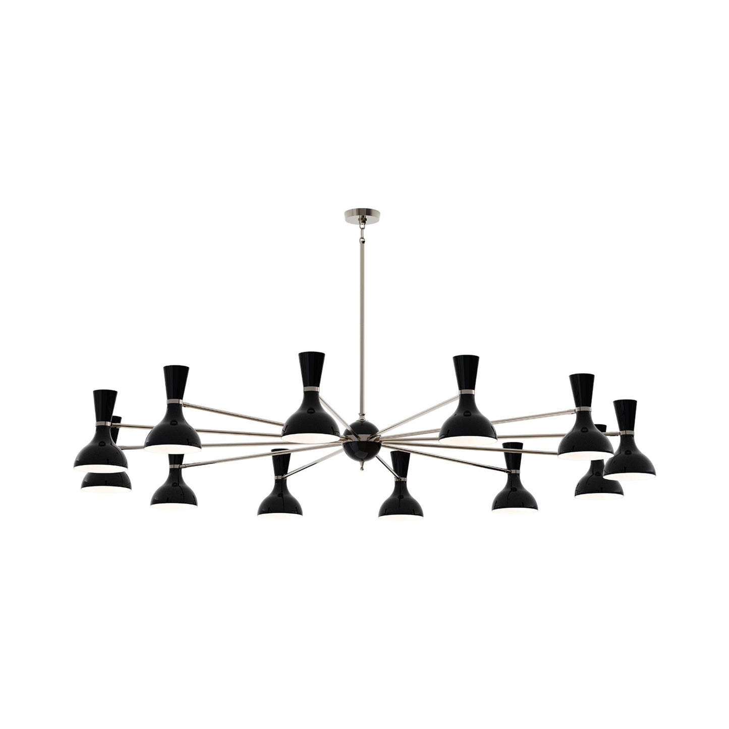 Clare Chandelier in Polished Nickel/Obsidian (12-Light).