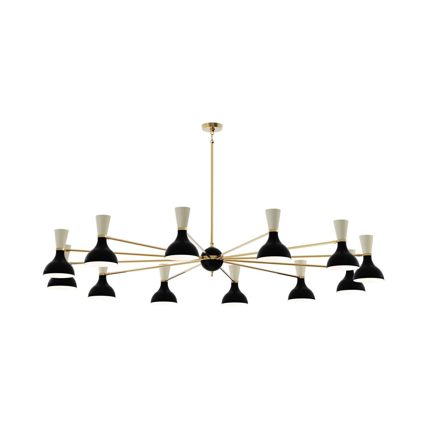Clare Chandelier in Modern Brass/Obsidian and Bone (12-Light).