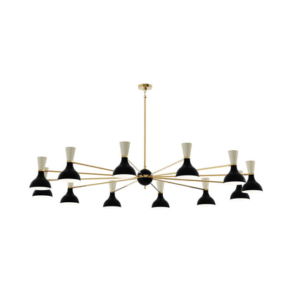 Clare Chandelier in Modern Brass/Obsidian and Bone (12-Light).