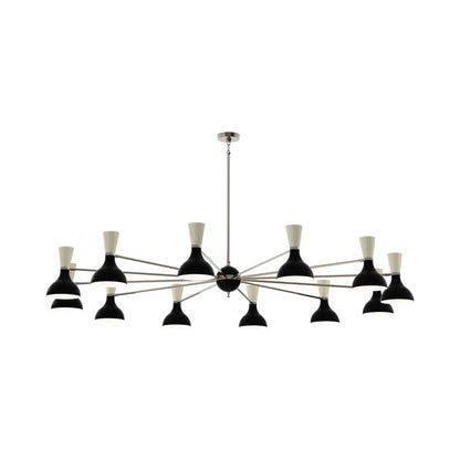 Clare Chandelier in Polished Nickel/Obsidian and Bone (12-Light).