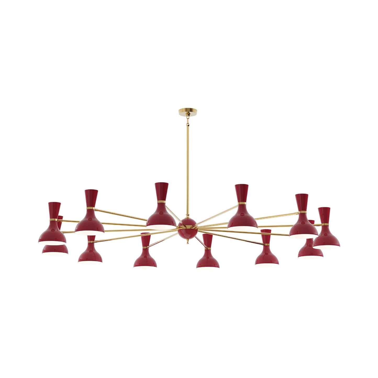 Clare Chandelier in Modern Brass/Oxblood (12-Light).