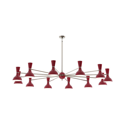 Clare Chandelier in Polished Nickel/Oxblood (12-Light).