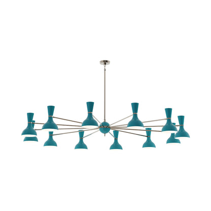 Clare Chandelier in Polished Nickel/Peacock (12-Light).
