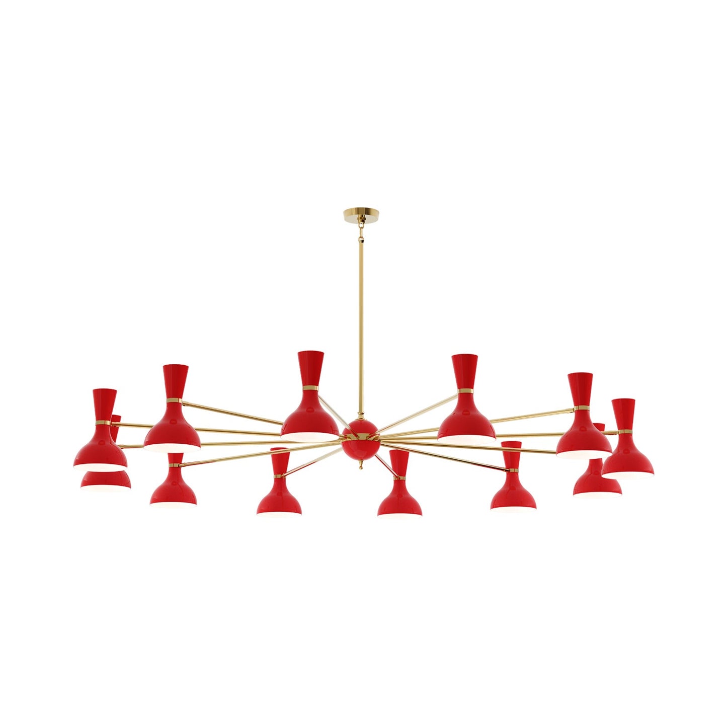 Clare Chandelier in Modern Brass/Ruby Red (12-Light).