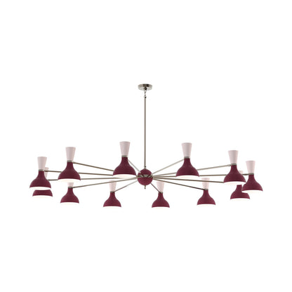 Clare Chandelier in Polished Nickel/Sugar Plum and Rose Water (12-Light).