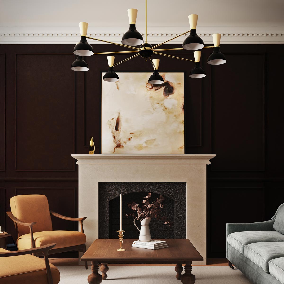 Clare Chandelier in living room.