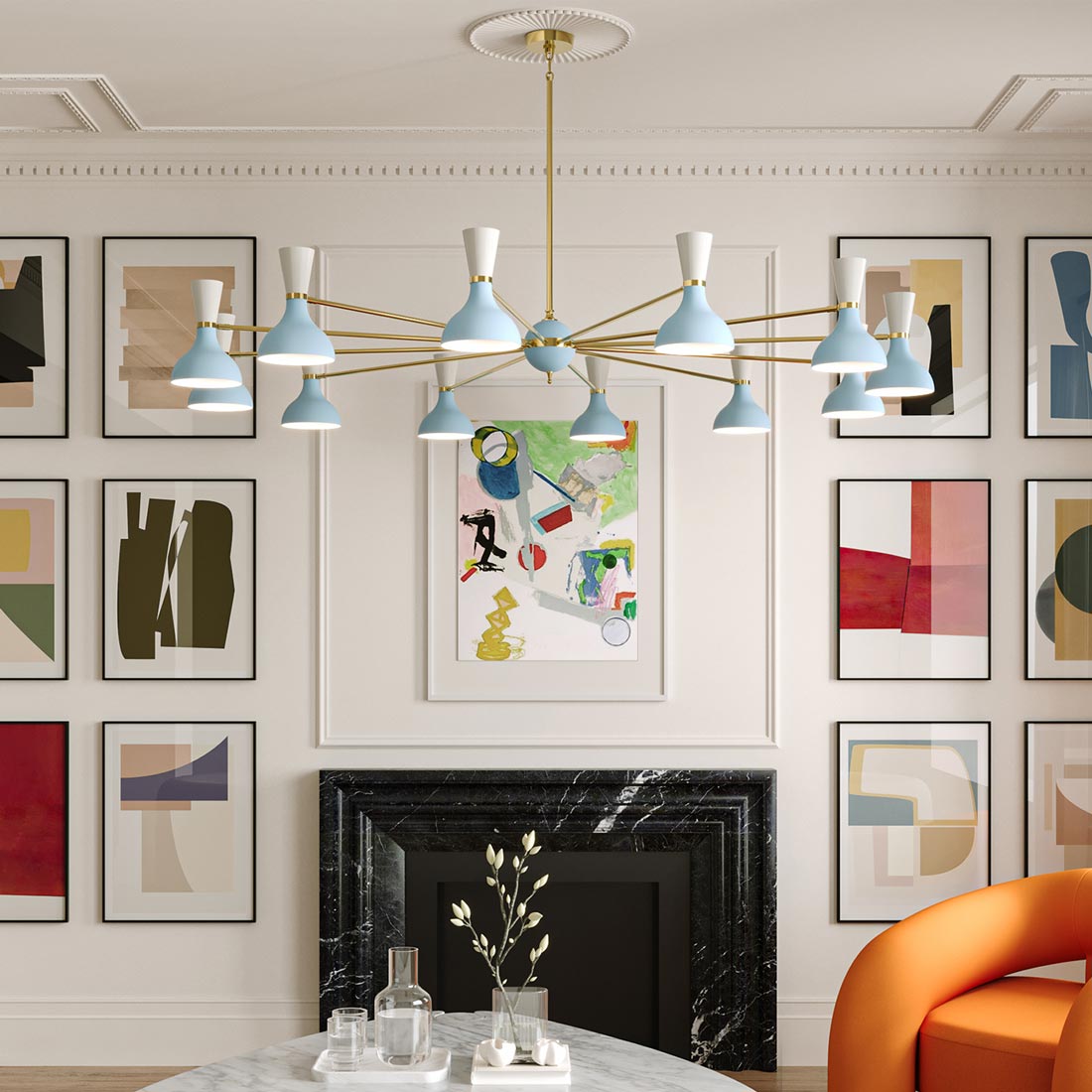 Clare Chandelier in living room.