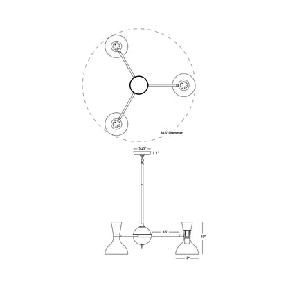 Clare Chandelier - line drawing.