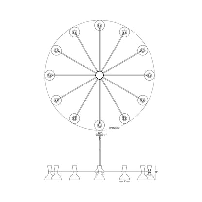 Clare Chandelier - line drawing.