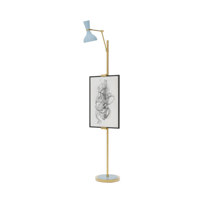 Clare Floor Lamp in Modern Brass/Baby Blue.