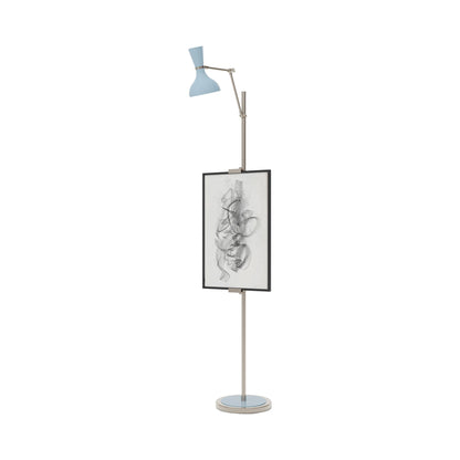 Clare Floor Lamp in Polished Nickel/Baby Blue.