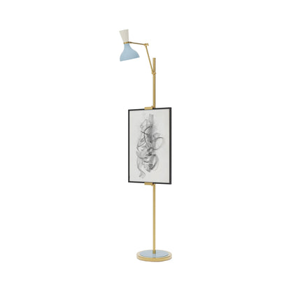 Clare Floor Lamp in Modern Brass/Baby Blue and Lily.