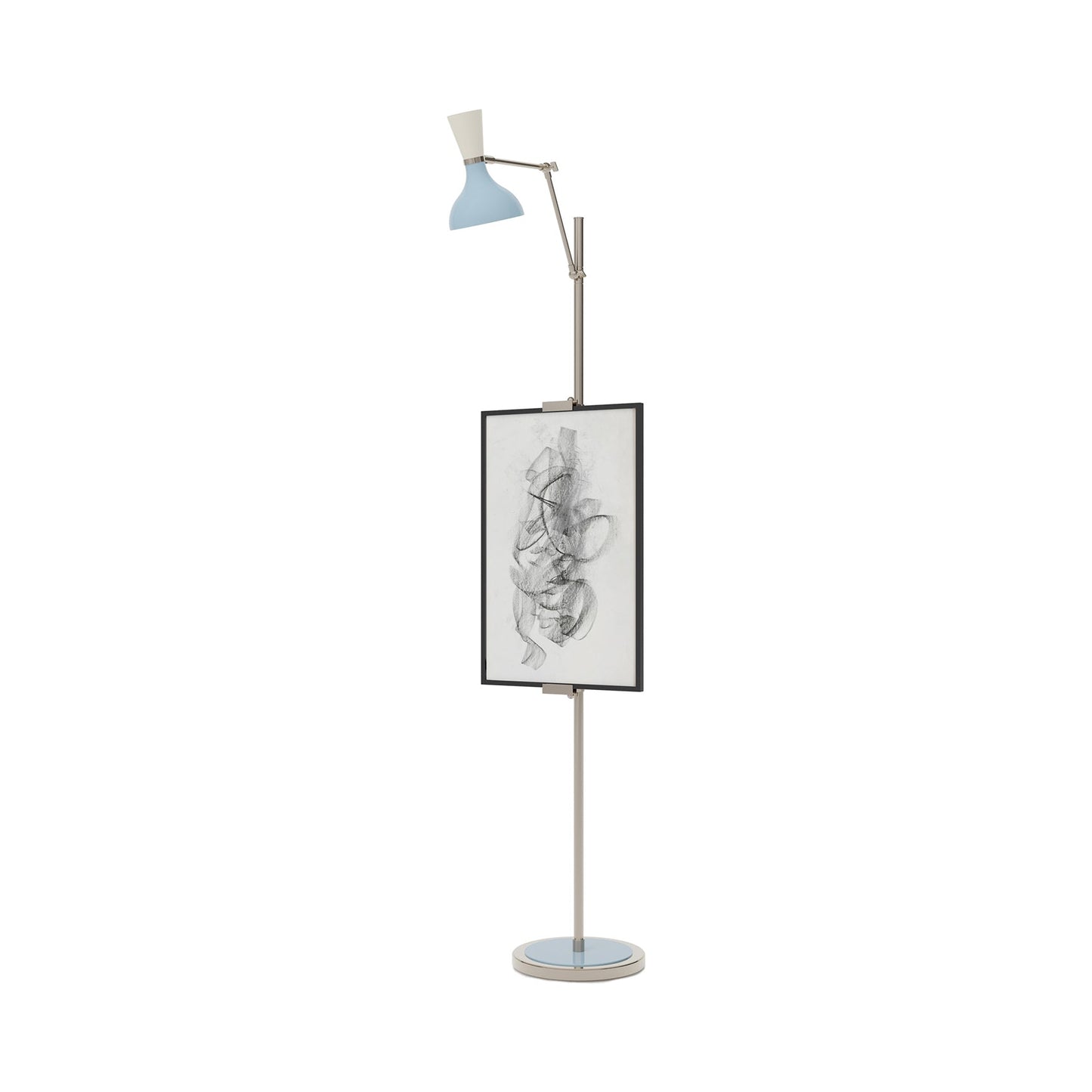 Clare Floor Lamp in Polished Nickel/Baby Blue and Lily.