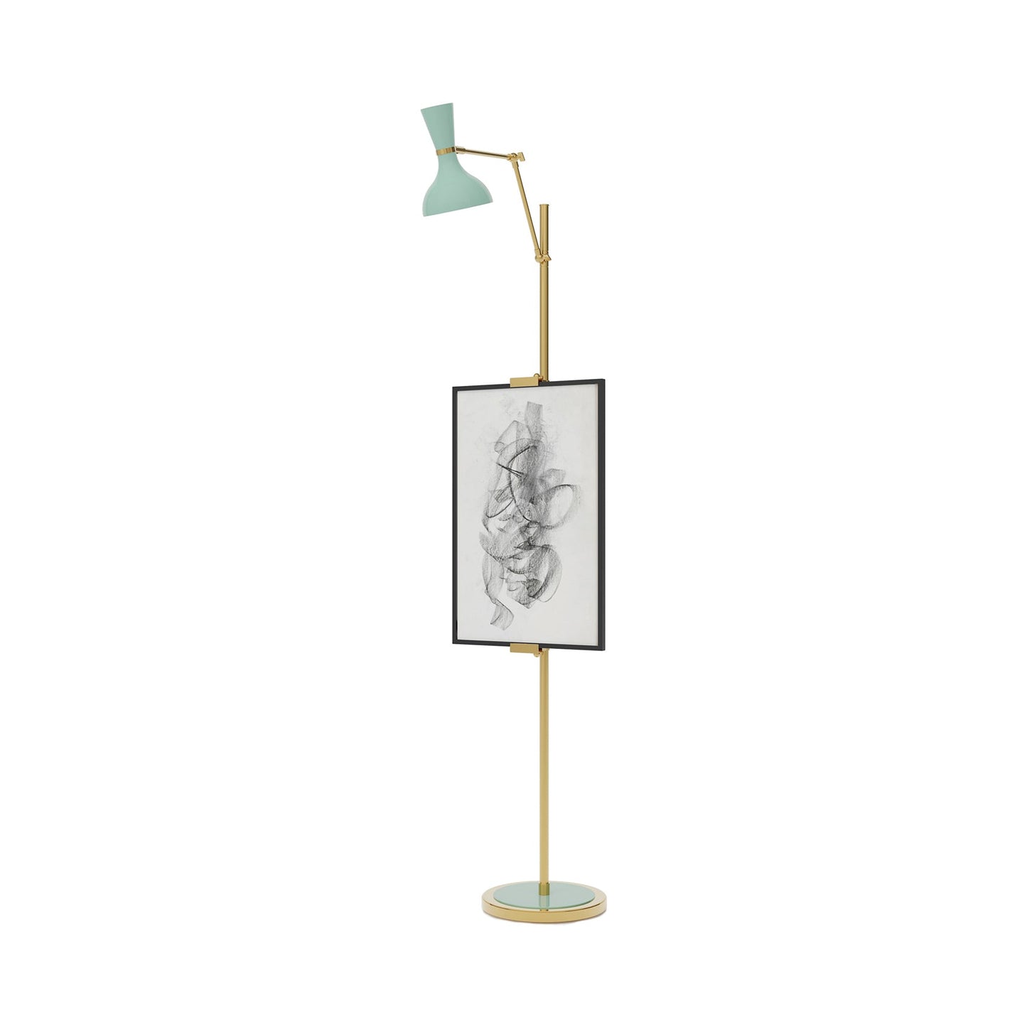 Clare Floor Lamp in Modern Brass/Mint.