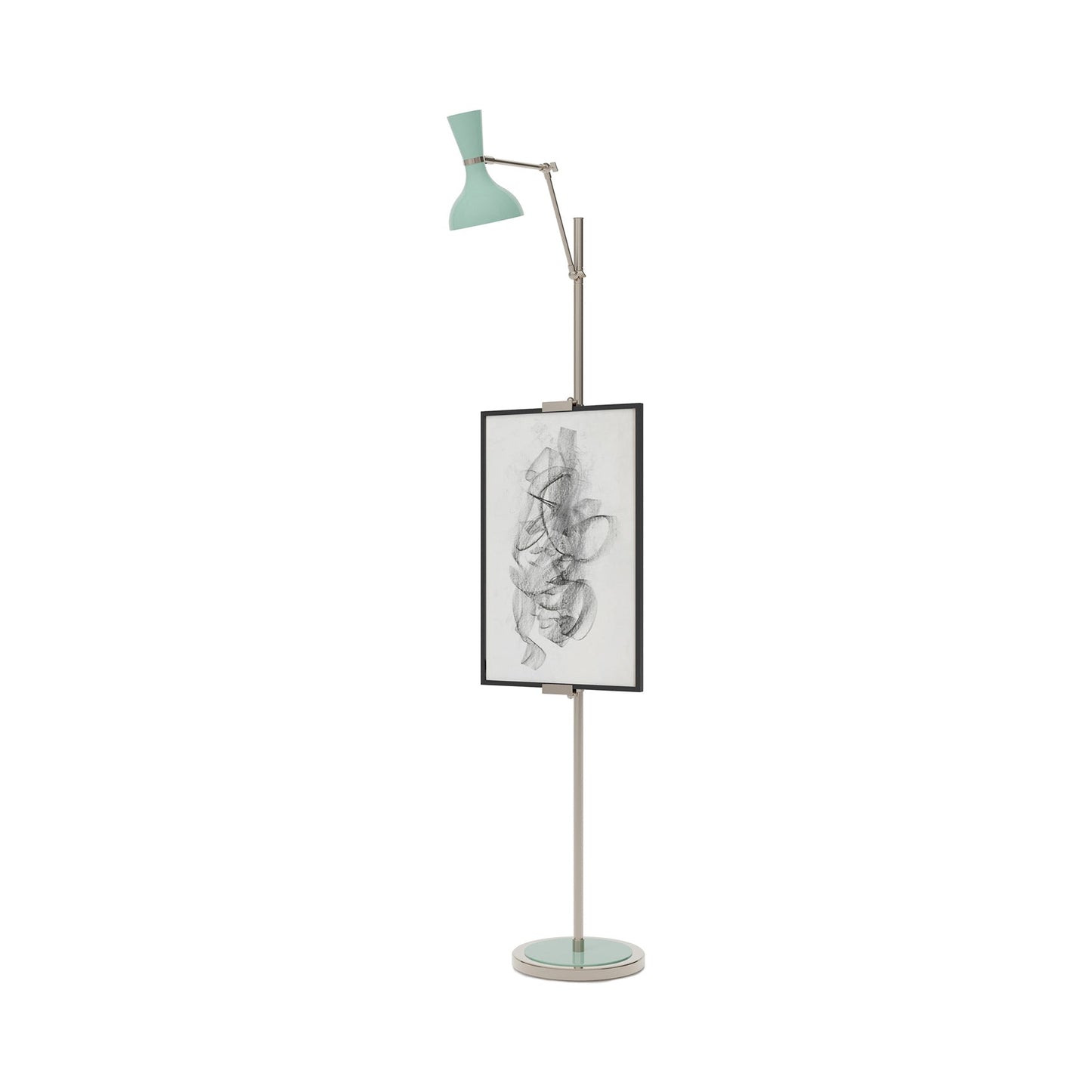 Clare Floor Lamp in Polished Nickel/Mint.