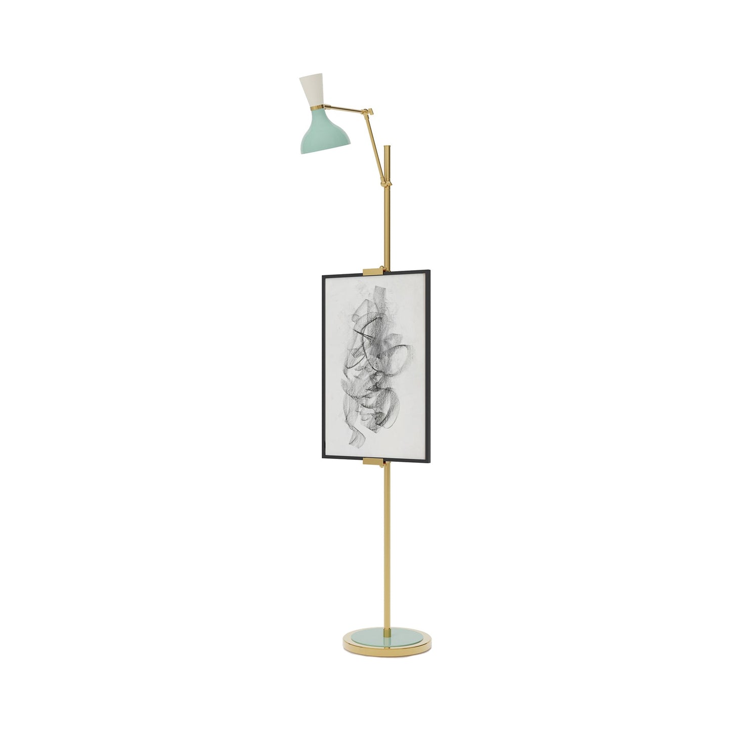Clare Floor Lamp in Modern Brass/Mint and Lily.