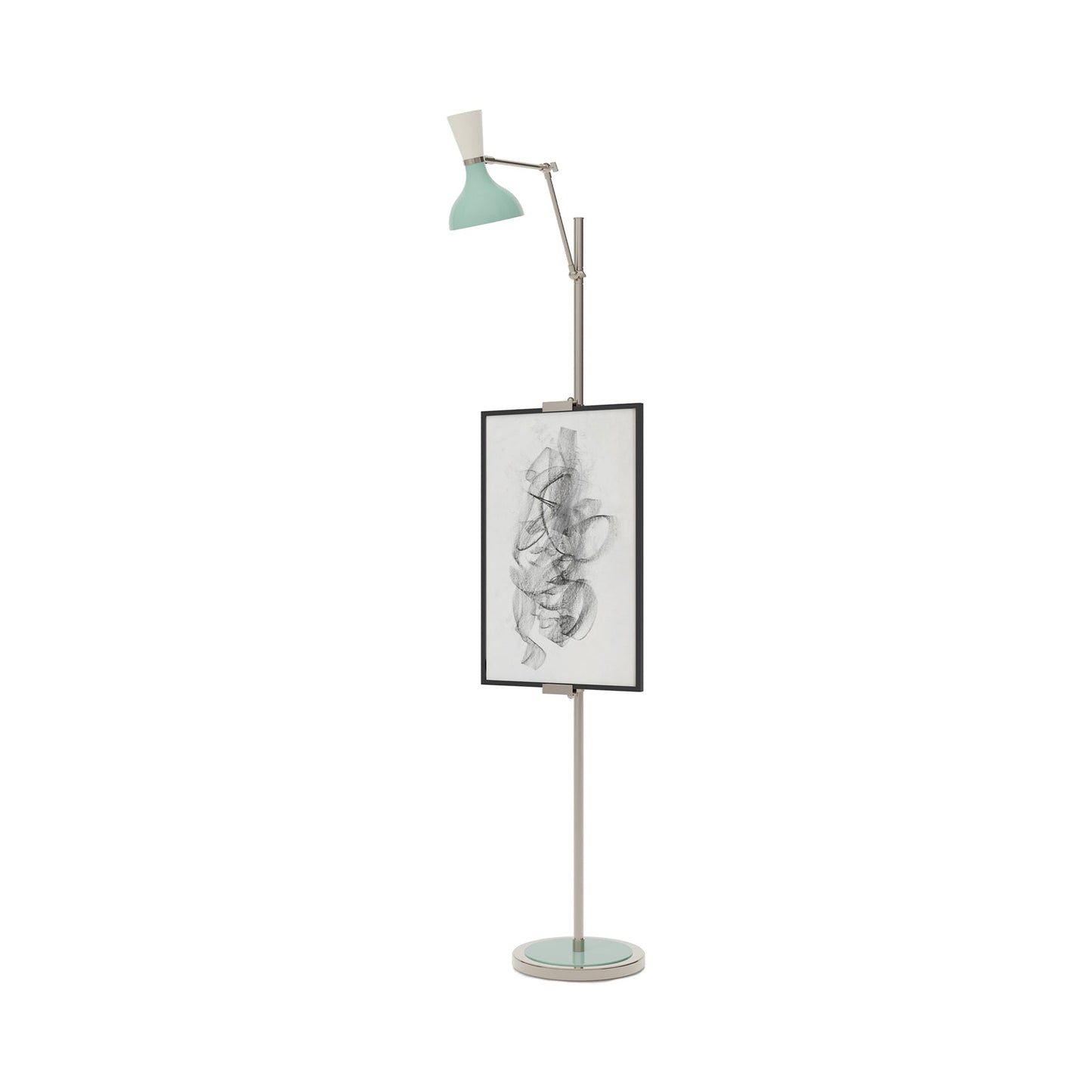 Clare Floor Lamp in Polished Nickel/Mint and Lily.