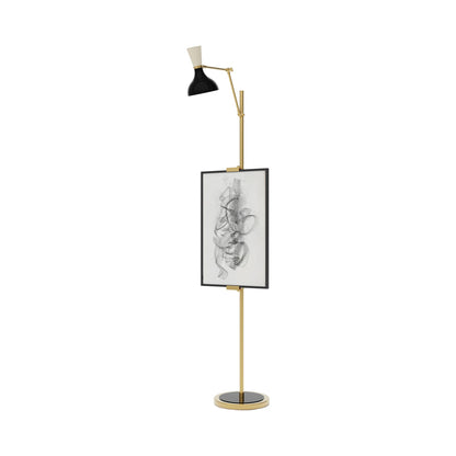 Clare Floor Lamp in Modern Brass/Obsidian and Bone.