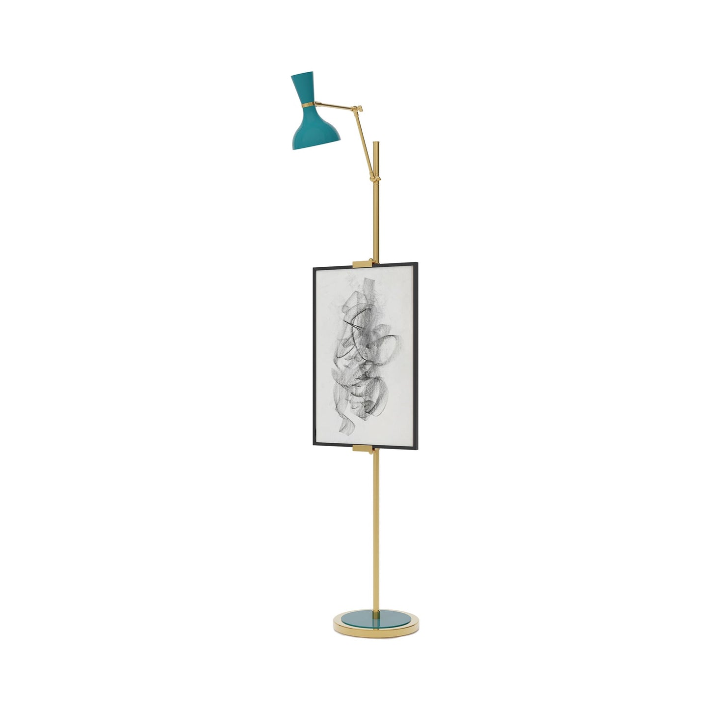 Clare Floor Lamp in Modern Brass/Peacock.