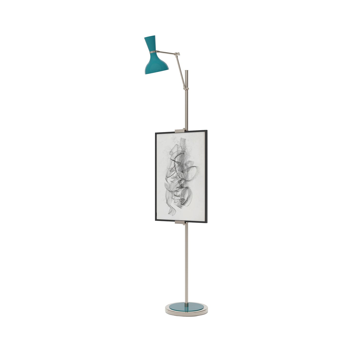 Clare Floor Lamp in Polished Nickel/Peacock.