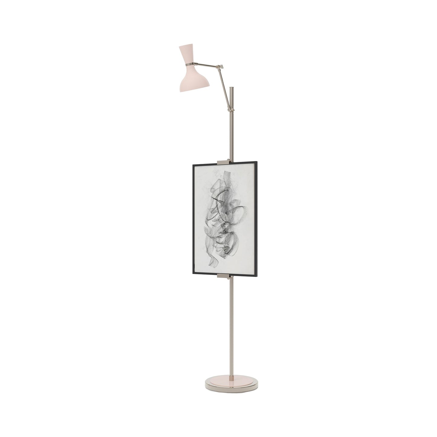 Clare Floor Lamp in Polished Nickel/Rose Water.