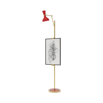 Clare Floor Lamp in Modern Brass/Ruby Red.