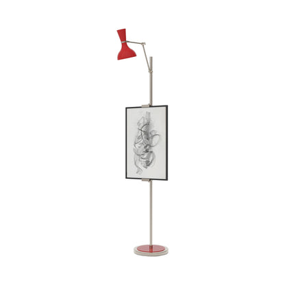 Clare Floor Lamp in Polished Nickel/Ruby Red.