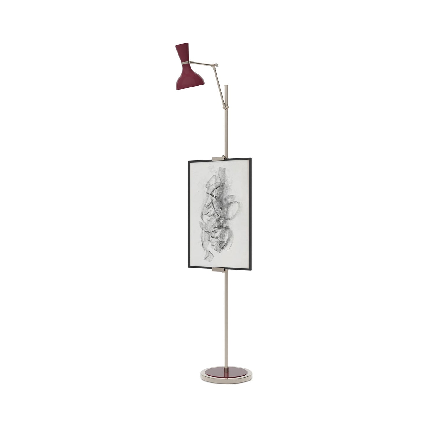 Clare Floor Lamp in Polished Nickel/Sugar Plum.