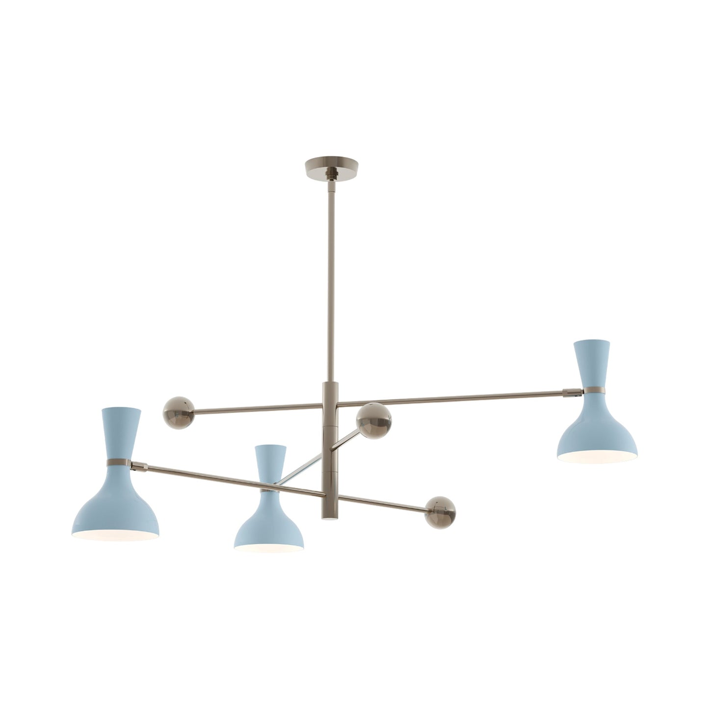 Clare Multi Light Pendant Light in Polished Nickel/Baby Blue.