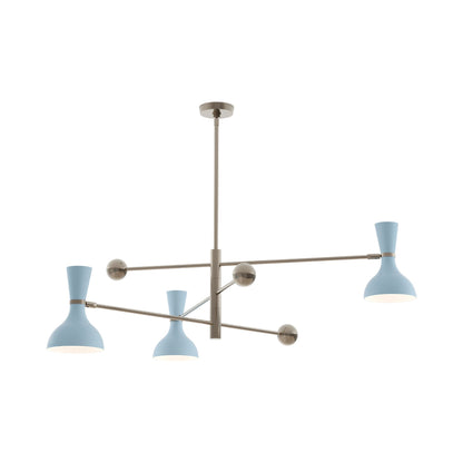 Clare Multi Light Pendant Light in Polished Nickel/Baby Blue.