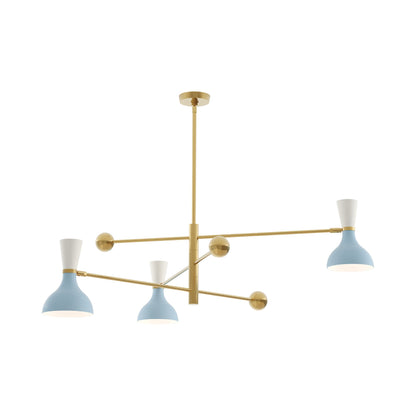 Clare Multi Light Pendant Light in Modern Brass/Baby Blue and Lily.