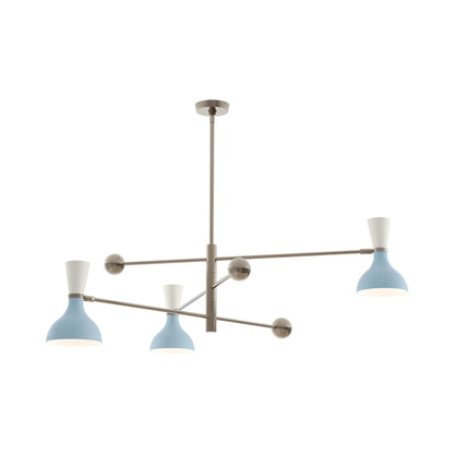 Clare Multi Light Pendant Light in Polished Nickel/Baby Blue and Lily.