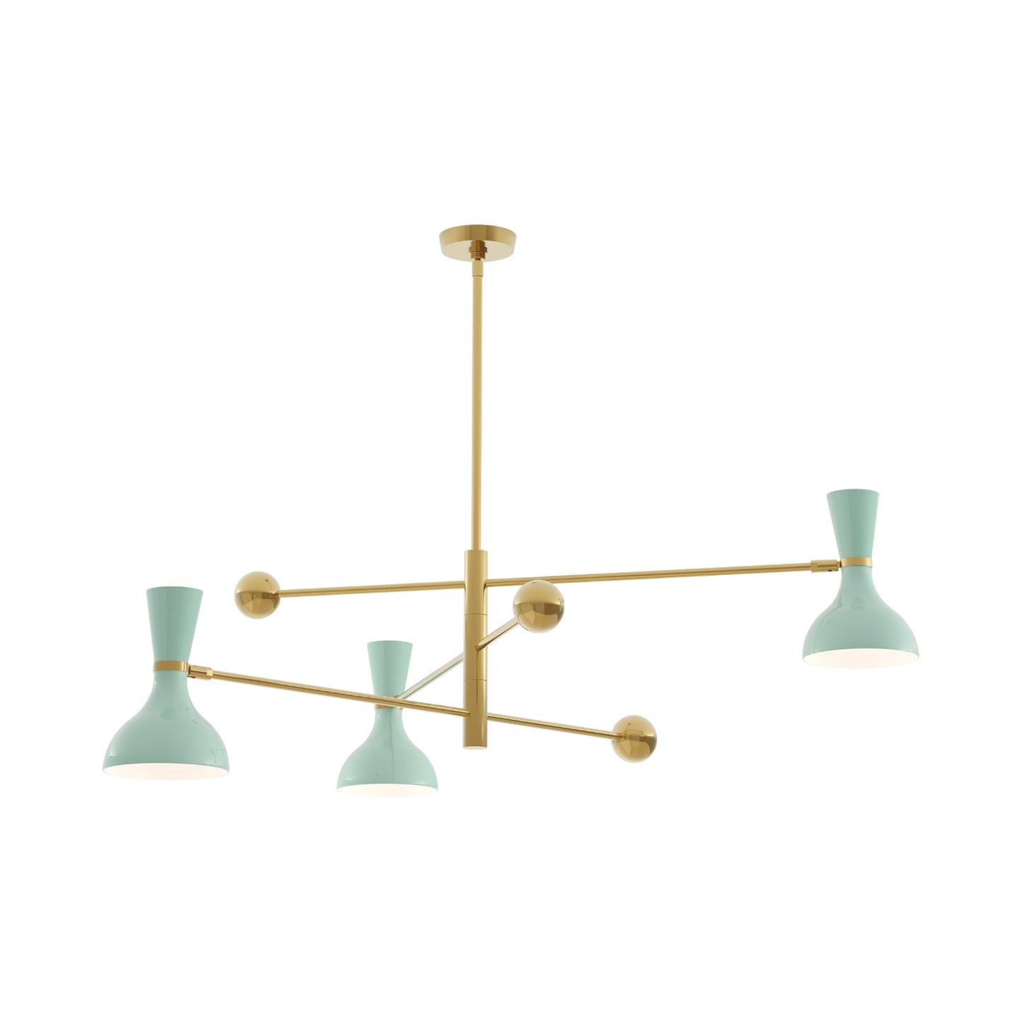 Clare Multi Light Pendant Light in Modern Brass/Mint.