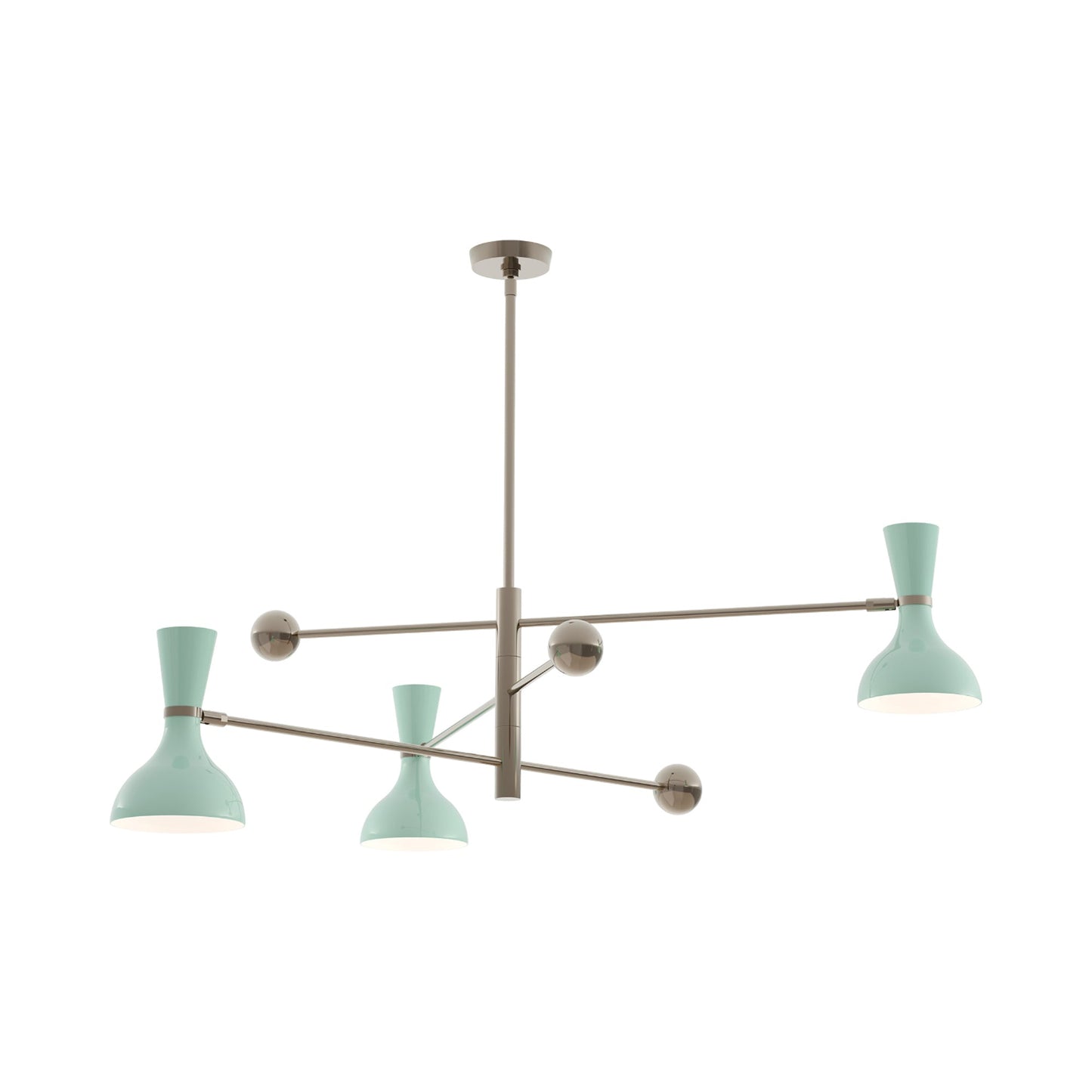 Clare Multi Light Pendant Light in Polished Nickel/Mint.