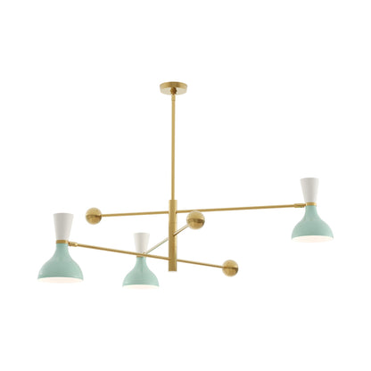 Clare Multi Light Pendant Light in Modern Brass/Mint and Lily.