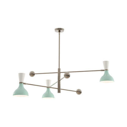 Clare Multi Light Pendant Light in Polished Nickel/Mint and Lily.