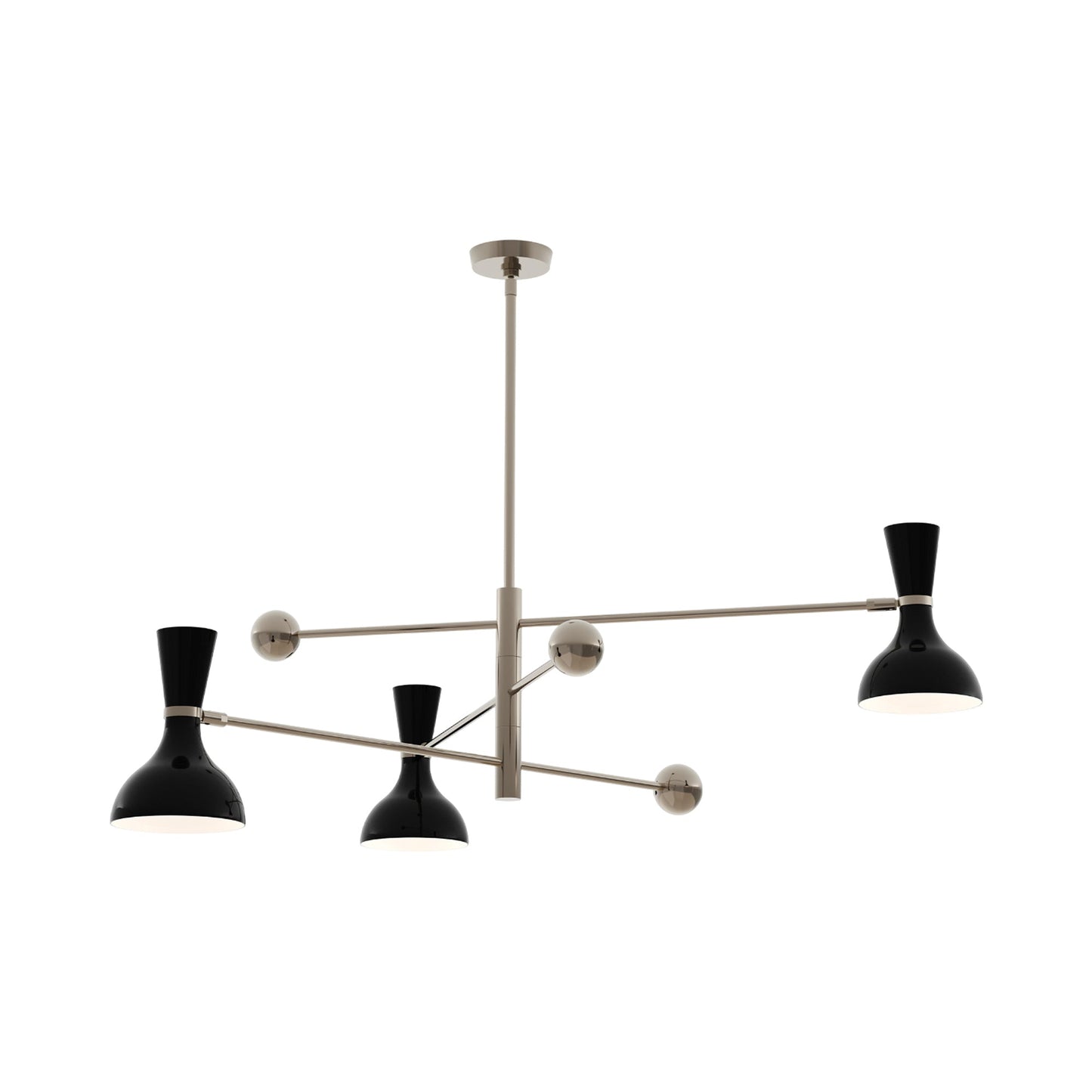 Clare Multi Light Pendant Light in Polished Nickel/Obsidian.