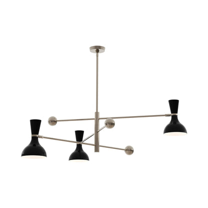 Clare Multi Light Pendant Light in Polished Nickel/Obsidian.