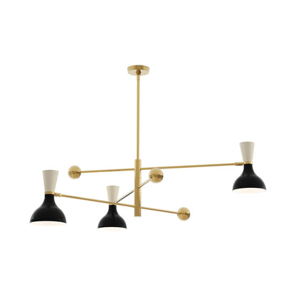 Clare Multi Light Pendant Light in Modern Brass/Obsidian and Bone.