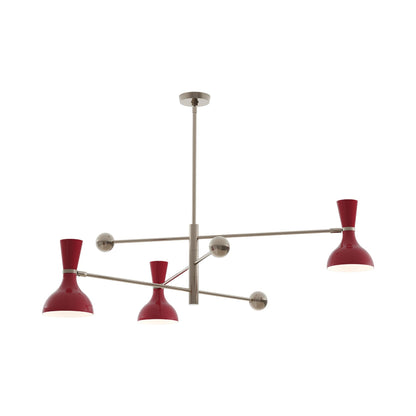 Clare Multi Light Pendant Light in Polished Nickel/Oxblood.
