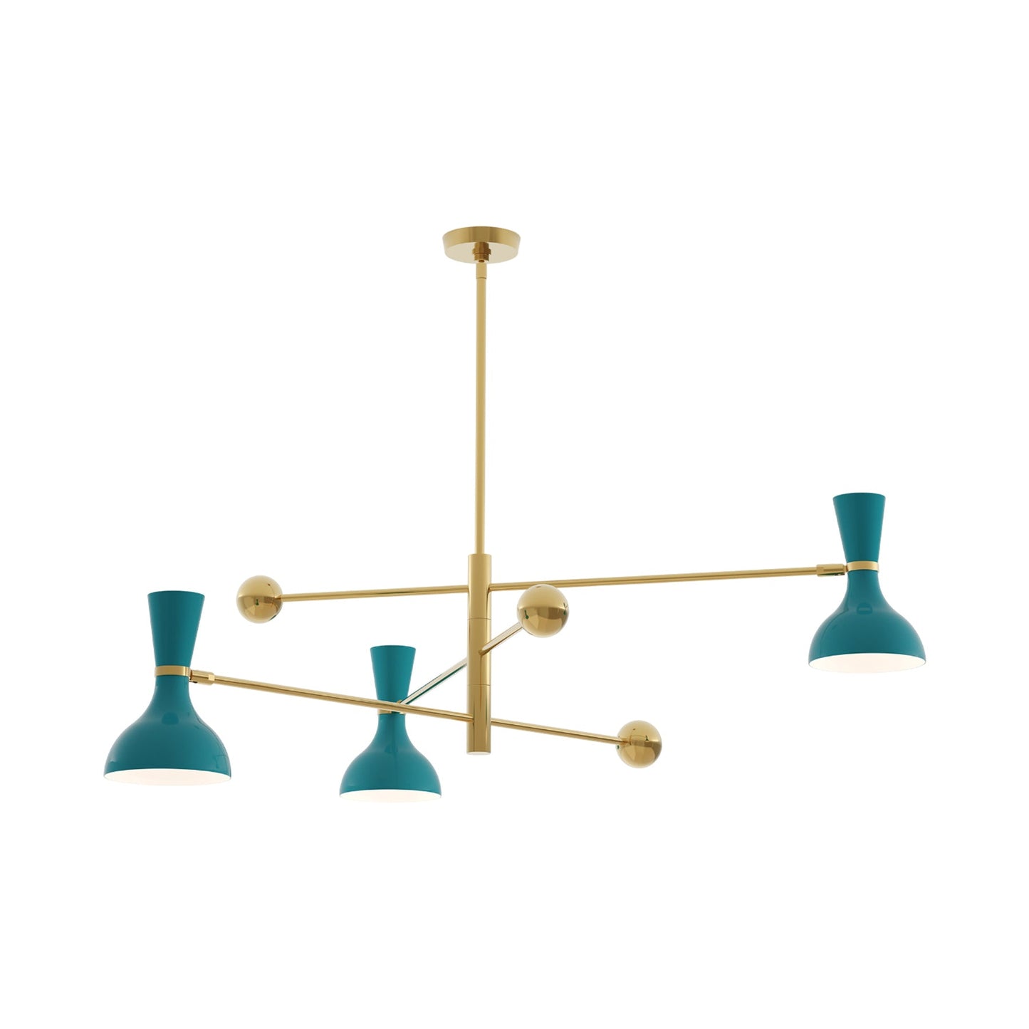 Clare Multi Light Pendant Light in Modern Brass/Peacock.