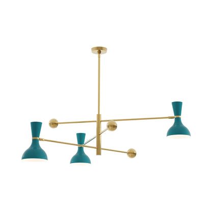 Clare Multi Light Pendant Light in Modern Brass/Peacock.